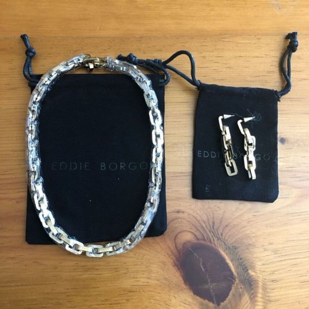 NWOT Eddie Borgo Supra Link Collar Necklace And Earrings